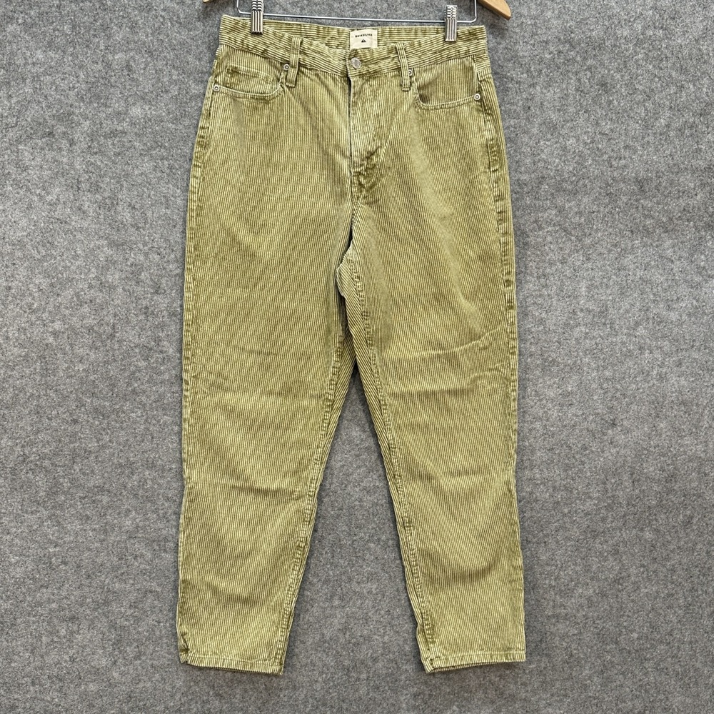 Quiksilver Corduroy Pants Women Size 29 Waist‎ Faded Khaki Green High Rise Baggy